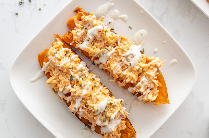 Buffalo Chicken Stuffed Sweet Potato