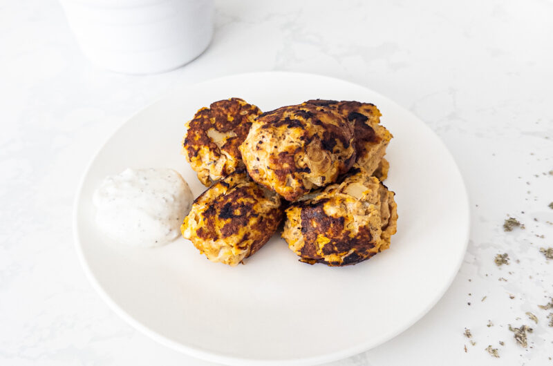 Pumpkin Turkey Meatballs with Sage Yogurt Dip