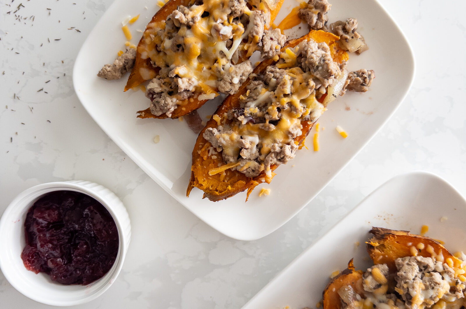 Turkey and Cranberry Stuffed Sweet Potato
