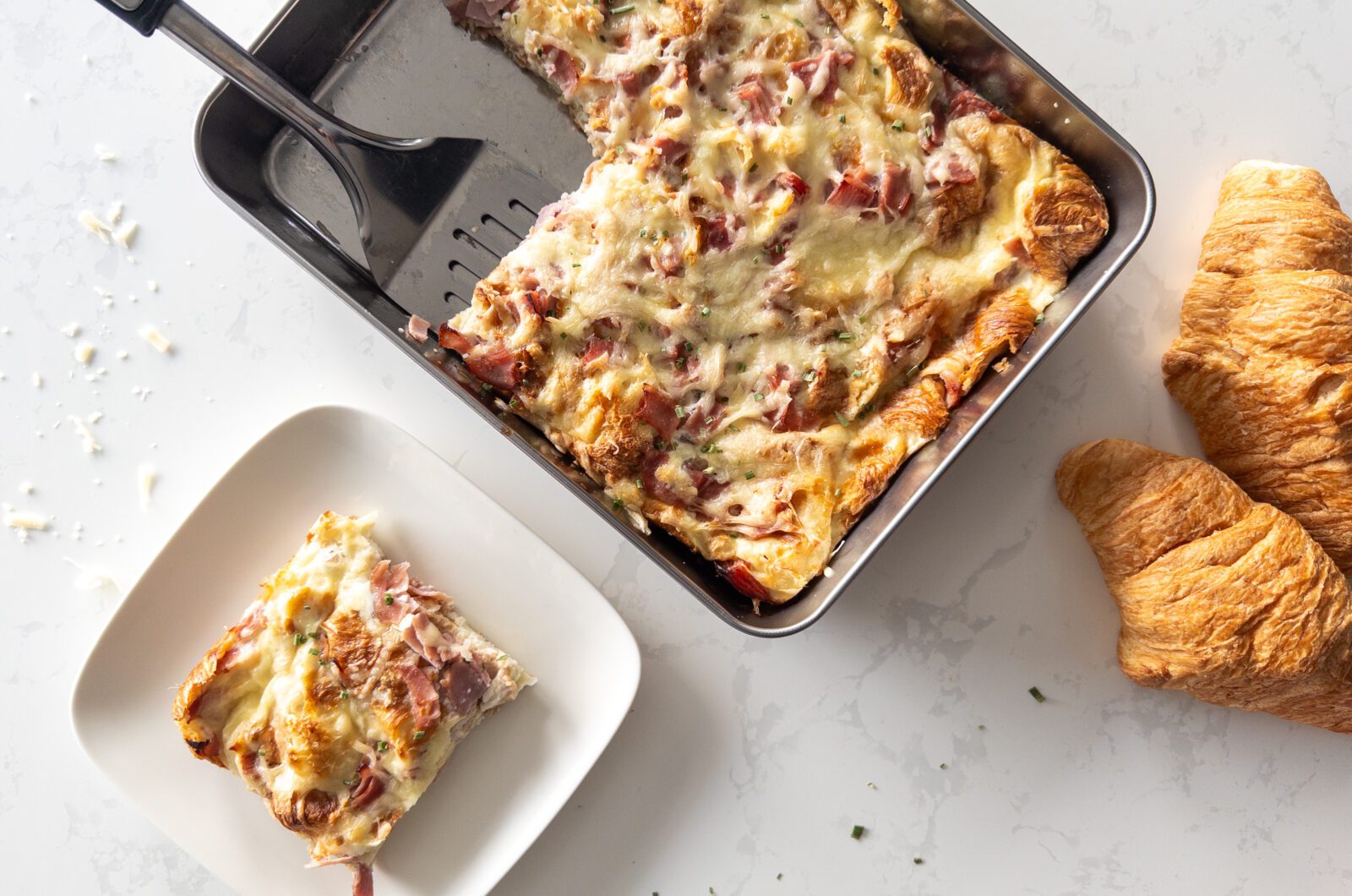 Ham and Swiss Croissant Casserole