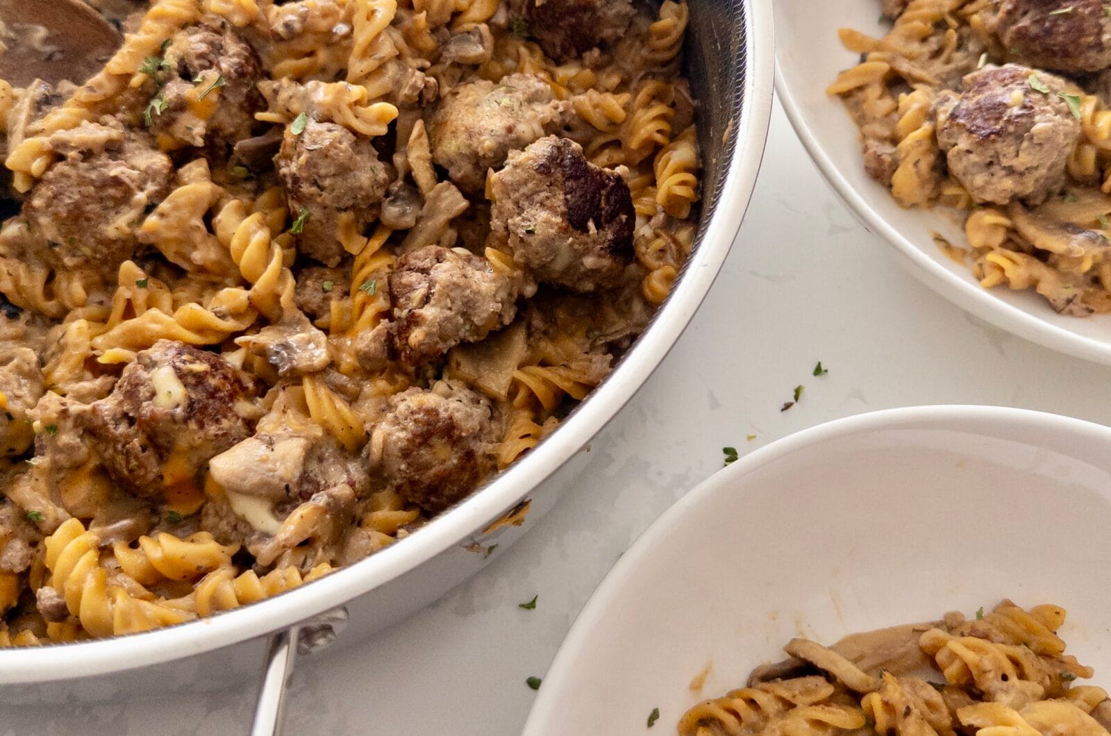 Creamy Swedish Meatball Pasta Skillet